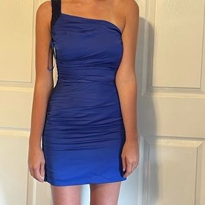 Blue beaded mini dress